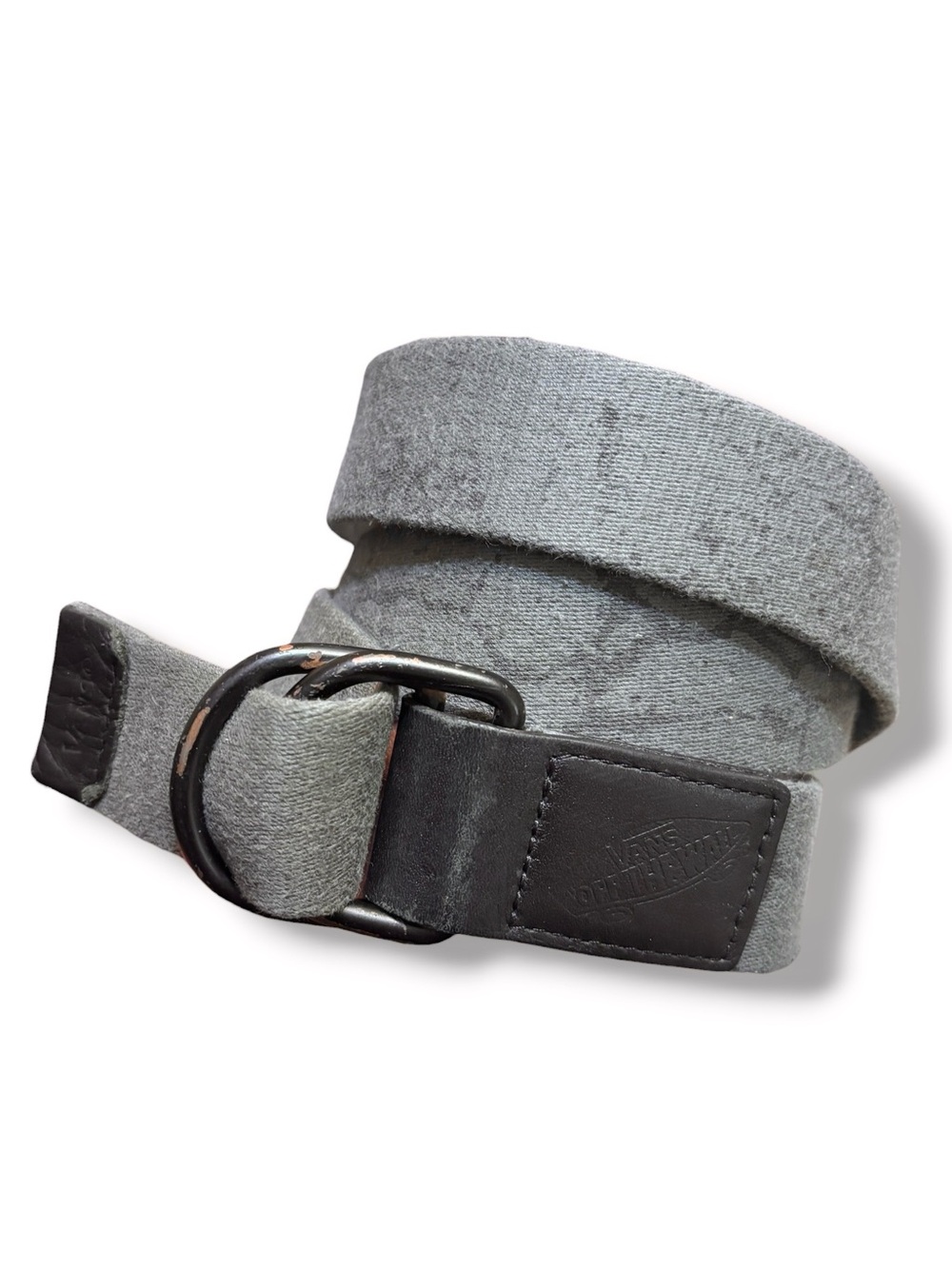VANS Grey Canvas Web Double D Ring Belt VINTAGE